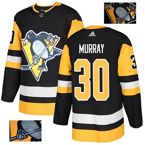 Adidas Penguins #30 Matt Murray Black Home Authentic Fashion Gold Stitched NHL Jersey - Click Image to Close